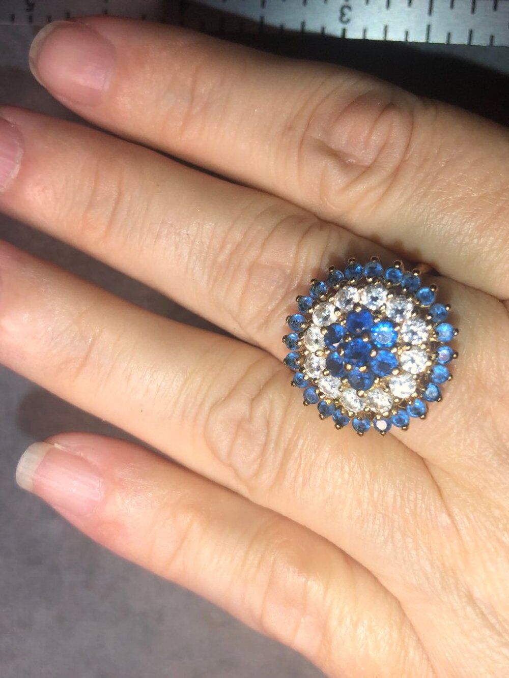 JBK by Camrose and Kross Ring with Blue and White Crystals Size 8